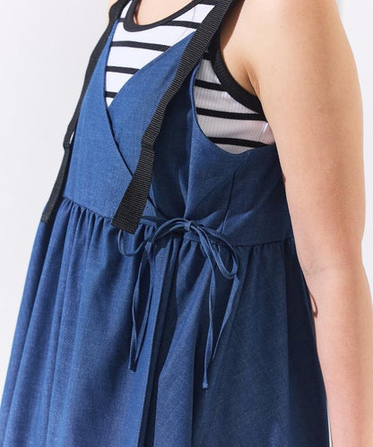 防曬交叉裹身吊帶花卉圖案牛仔風套裝