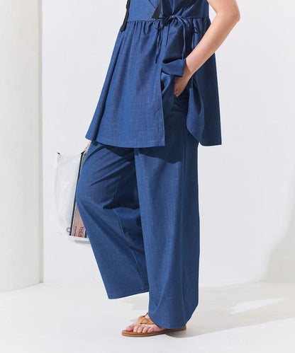 防曬交叉裹身吊帶花卉圖案牛仔風套裝