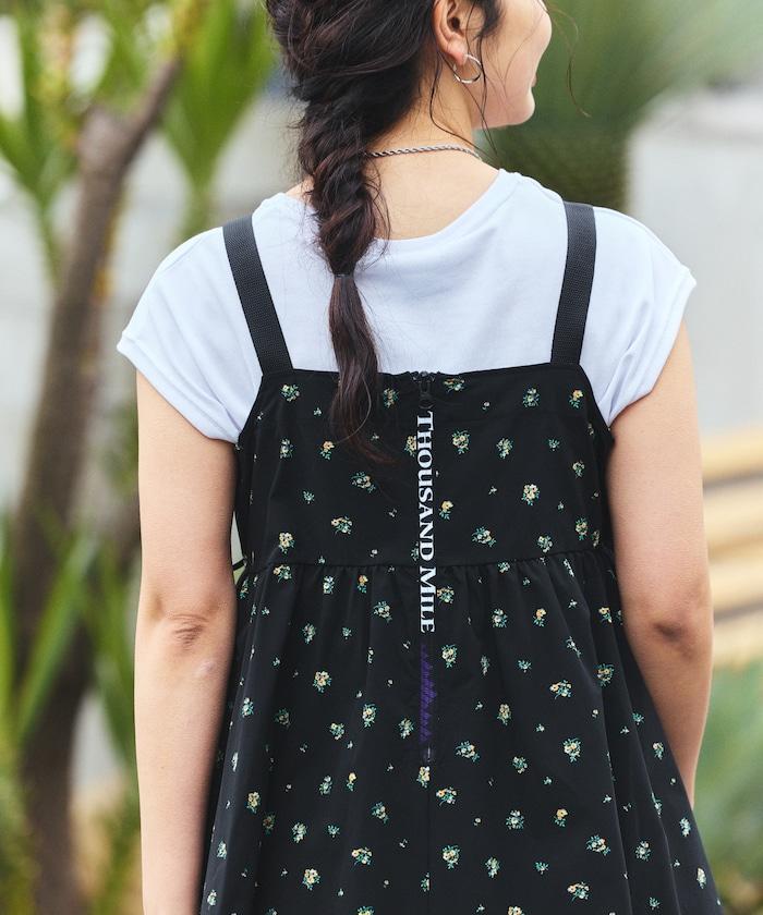 防曬交叉裹身吊帶花卉圖案牛仔風套裝