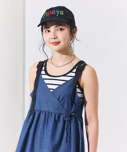 防曬交叉裹身吊帶花卉圖案牛仔風套裝