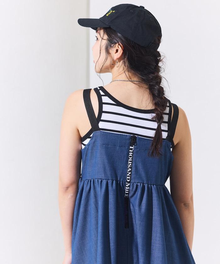 防曬交叉裹身吊帶花卉圖案牛仔風套裝