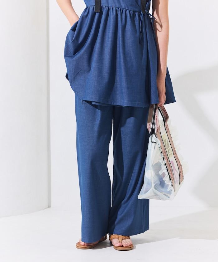 防曬交叉裹身吊帶花卉圖案牛仔風套裝