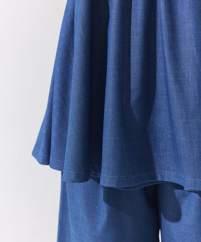 防曬交叉裹身吊帶花卉圖案牛仔風套裝