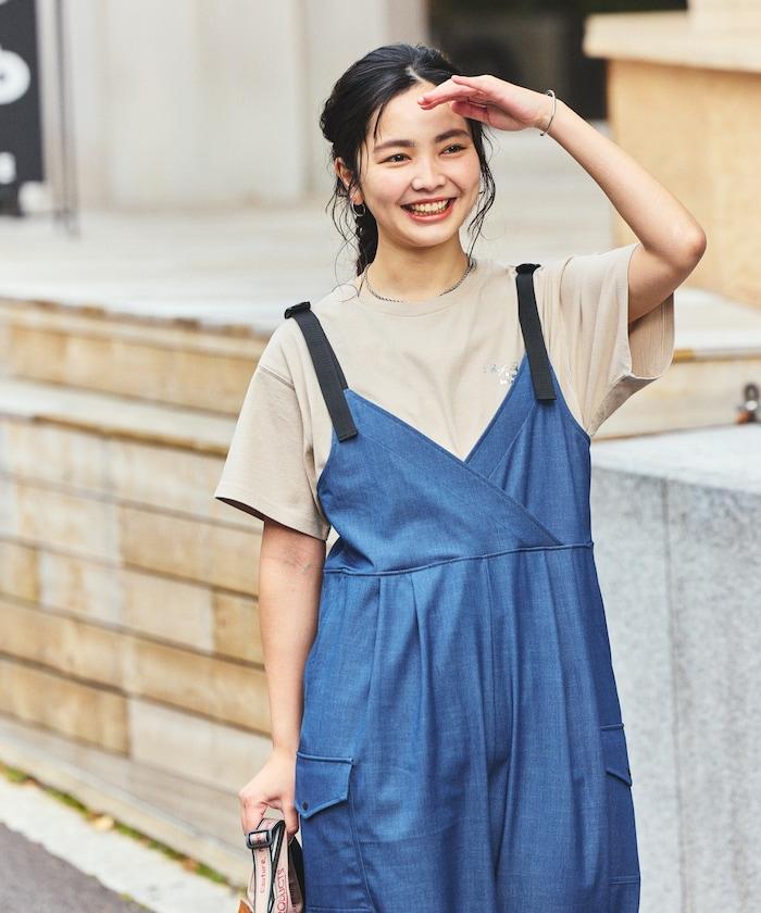 UV防曬 牛仔風 闊腿 揹帶褲