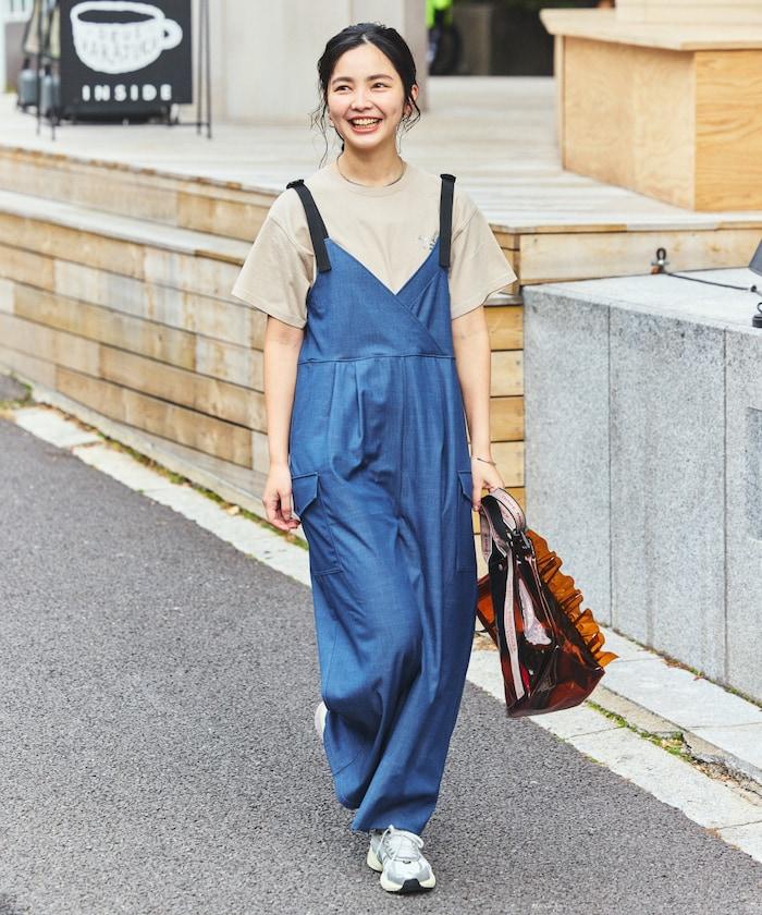 UV防曬 牛仔風 闊腿 揹帶褲