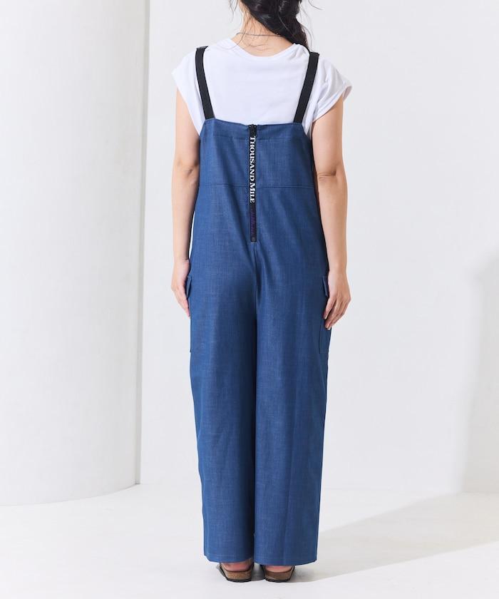 UV防曬 牛仔風 闊腿 揹帶褲