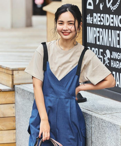 UV防曬 牛仔風 闊腿 揹帶褲