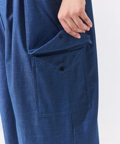 UV防曬 牛仔風 闊腿 揹帶褲