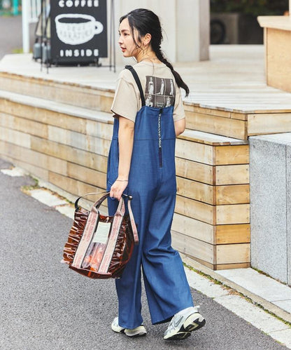 UV防曬 牛仔風 闊腿 揹帶褲