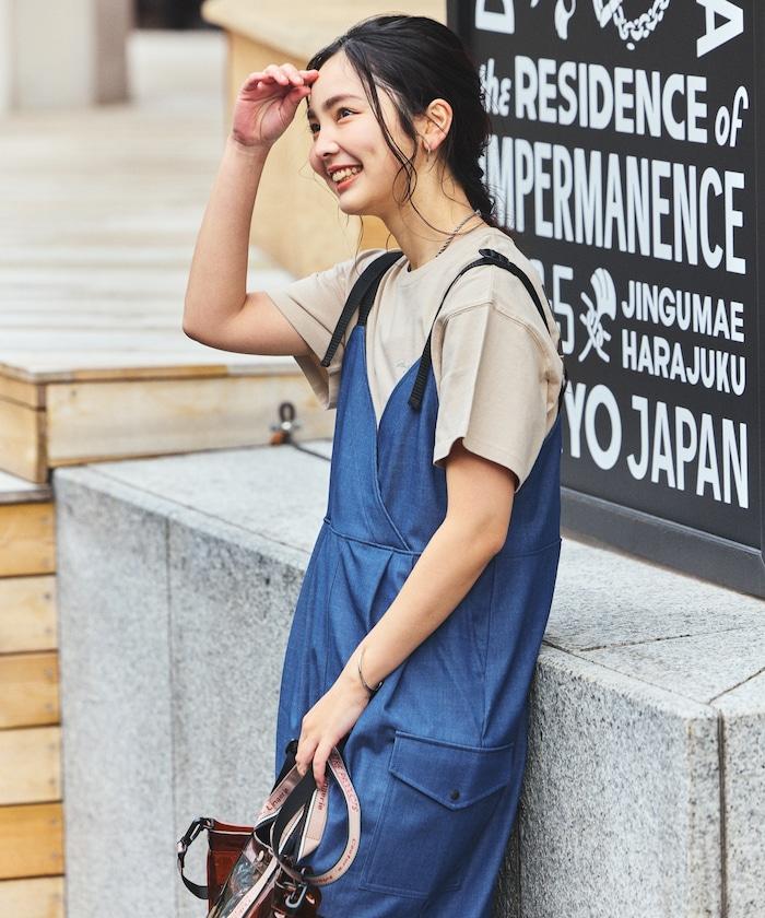 UV防曬 牛仔風 闊腿 揹帶褲