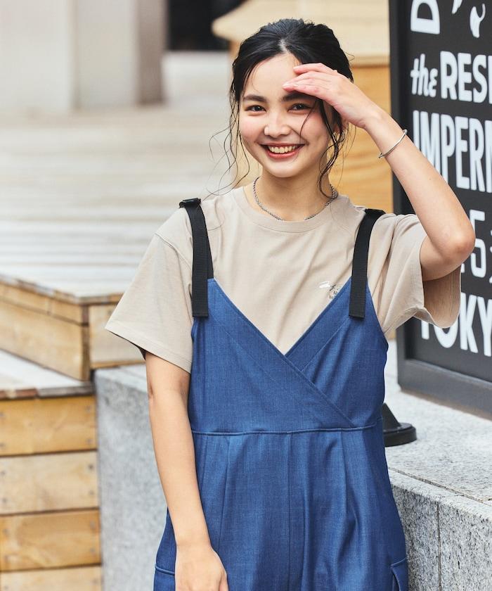 UV防曬 牛仔風 闊腿 揹帶褲