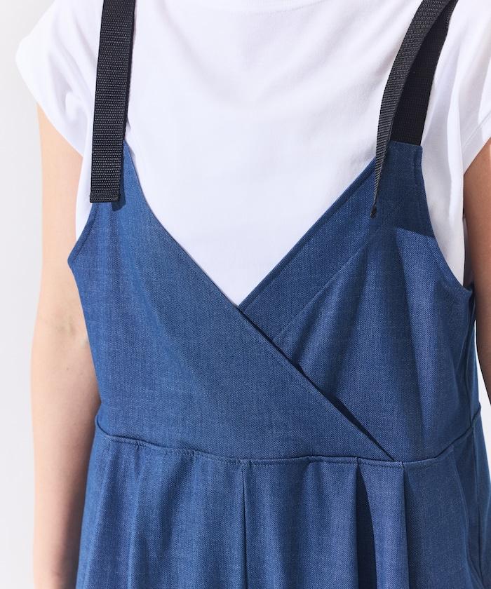 UV防曬 牛仔風 闊腿 揹帶褲