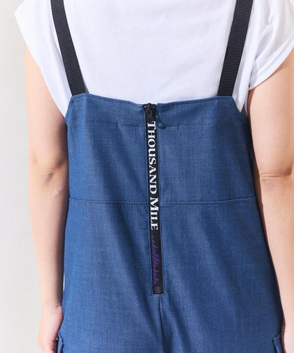 UV防曬 牛仔風 闊腿 揹帶褲
