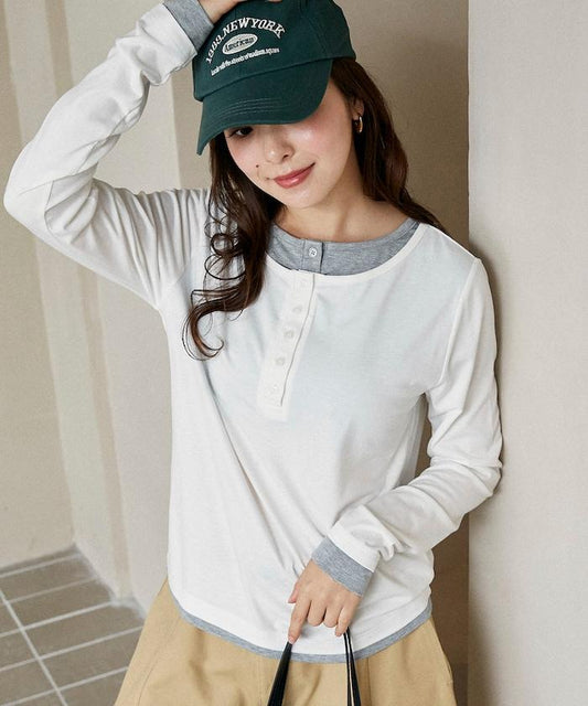 亨利領層次設計長袖T恤