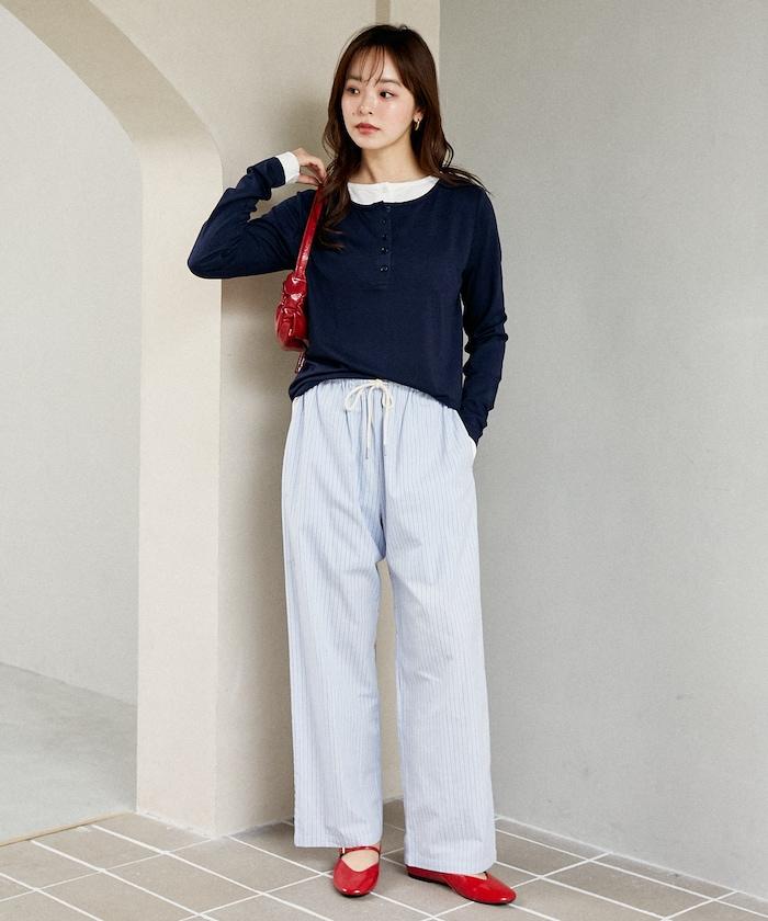 蕾絲線條設計 休閒褲