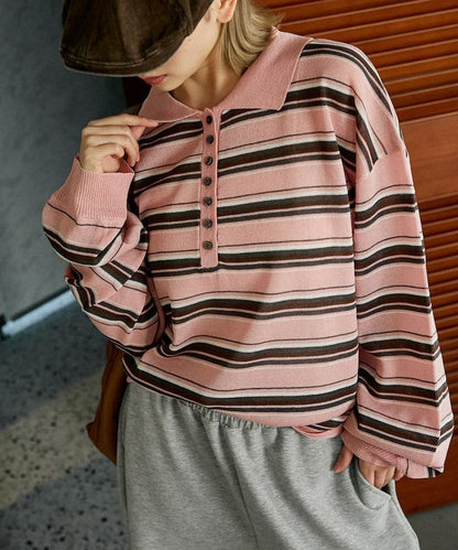 條紋透紗 針織polo衫