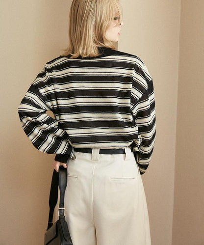 條紋透紗 針織polo衫