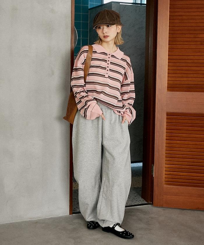 條紋透紗 針織polo衫