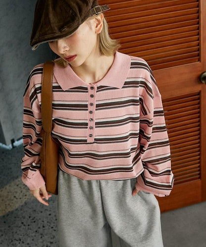 條紋透紗 針織polo衫