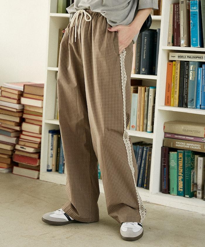 蕾絲線條設計 休閒褲