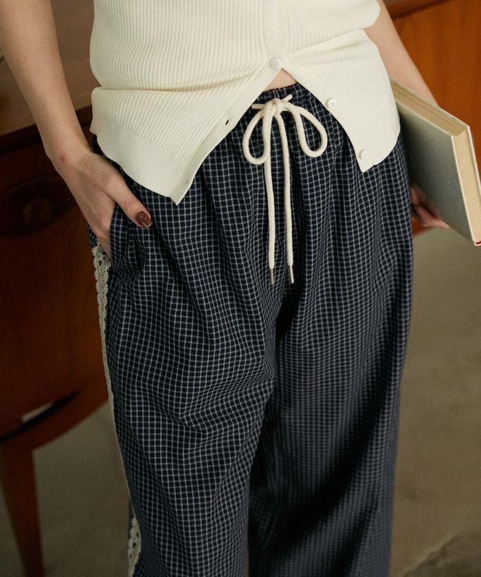 蕾絲線條設計 休閒褲