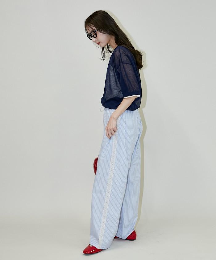 蕾絲線條設計 休閒褲