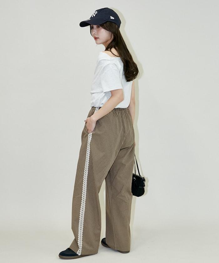 蕾絲線條設計 休閒褲