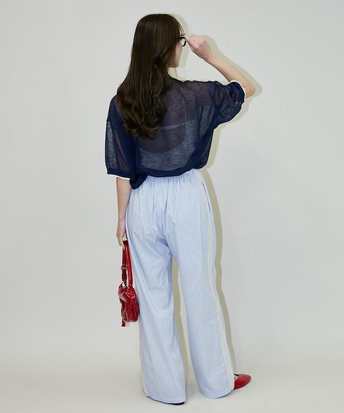 蕾絲線條設計 休閒褲