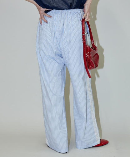 蕾絲線條設計 休閒褲