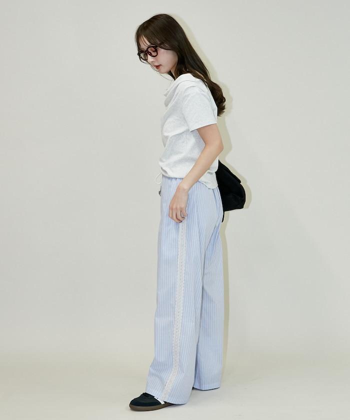 蕾絲線條設計 休閒褲