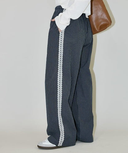 蕾絲線條設計 休閒褲