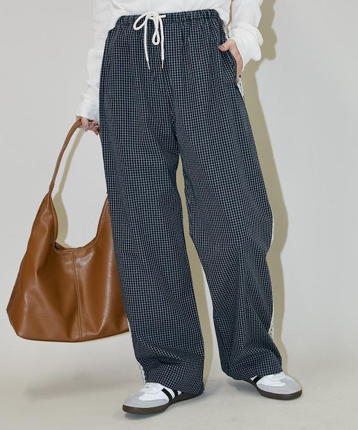 蕾絲線條設計 休閒褲