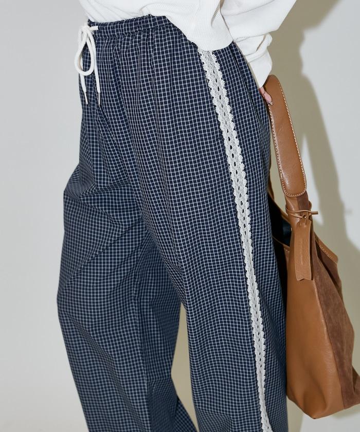 蕾絲線條設計 休閒褲