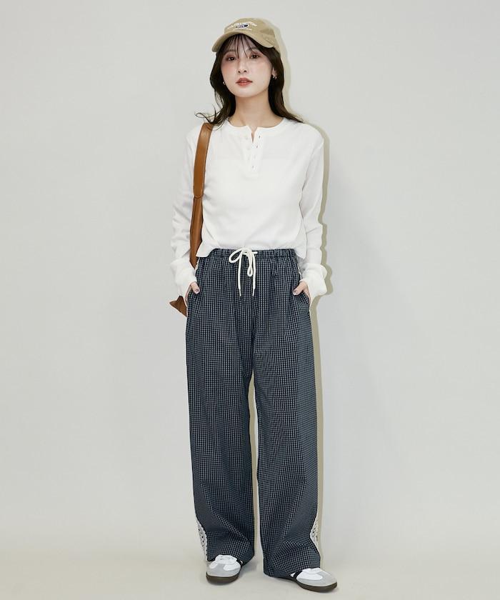 蕾絲線條設計 休閒褲