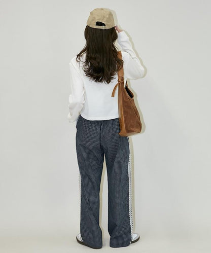 蕾絲線條設計 休閒褲