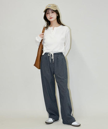 蕾絲線條設計 休閒褲