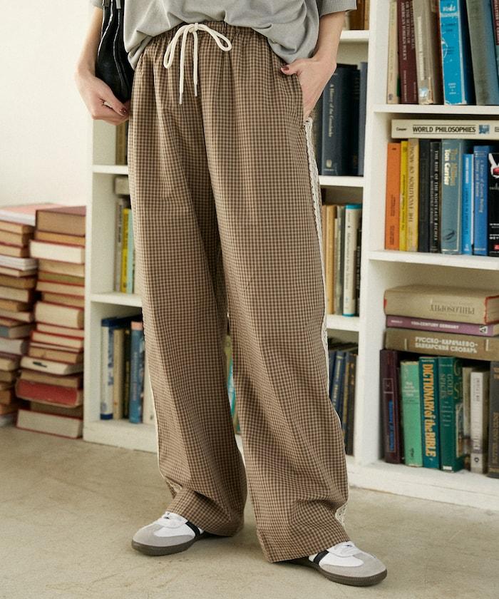 蕾絲線條設計 休閒褲