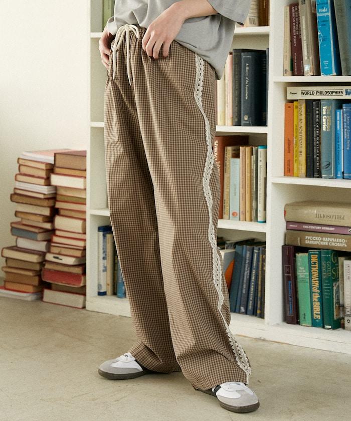 蕾絲線條設計 休閒褲