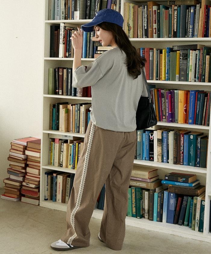 蕾絲線條設計 休閒褲