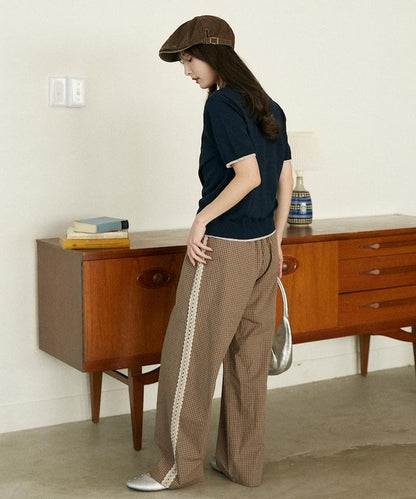 蕾絲線條設計 休閒褲