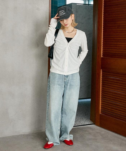 層次感 V領 針織開衫