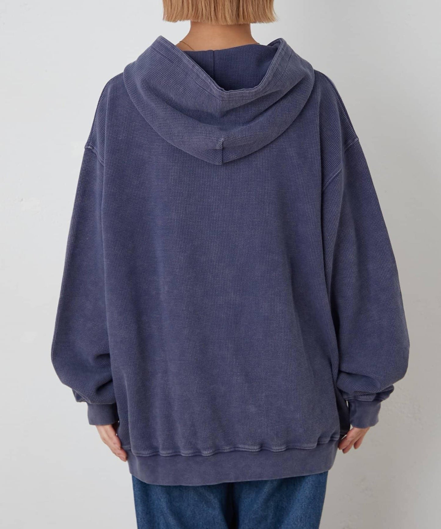 男女同款 華夫格紋 拉鍊設計 連帽衛衣