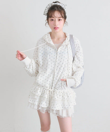 下襬荷葉邊 拉鍊設計 連帽外套