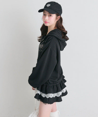 下襬荷葉邊 拉鍊設計 連帽外套