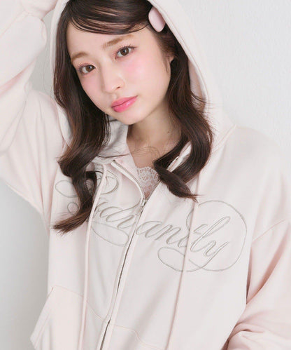 下襬荷葉邊 拉鍊設計 連帽外套