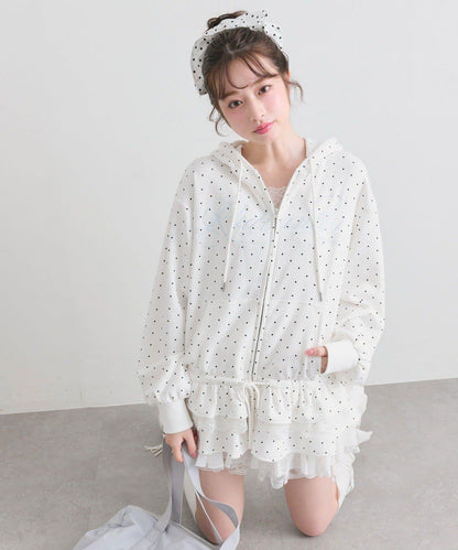 下襬荷葉邊 拉鍊設計 連帽外套