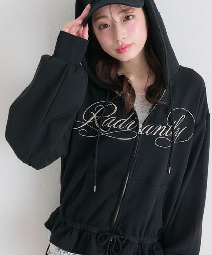 下襬荷葉邊 拉鍊設計 連帽外套