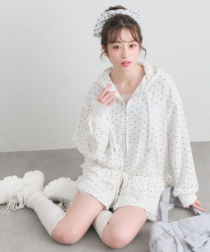 下襬荷葉邊 拉鍊設計 連帽外套