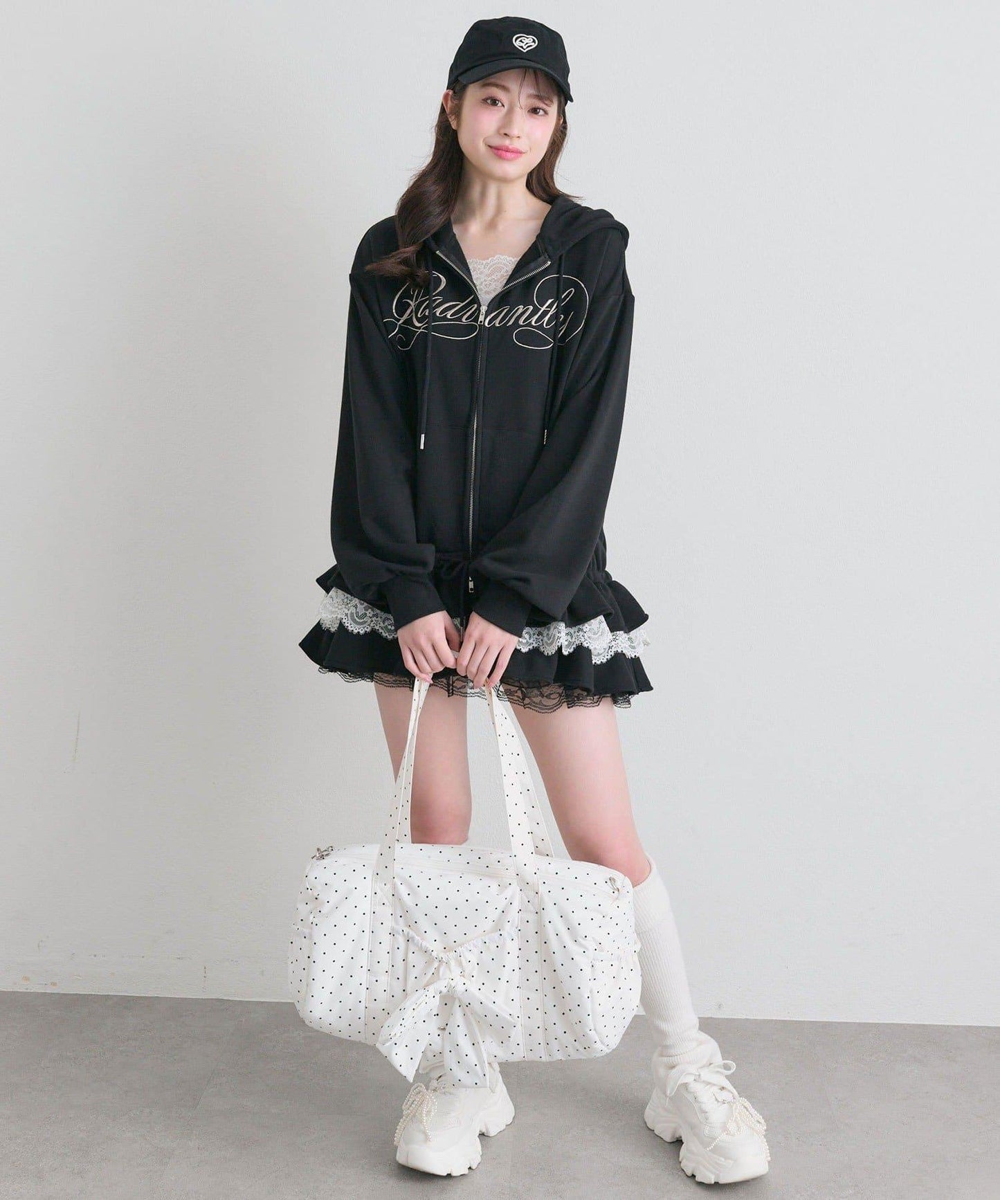 下襬荷葉邊 拉鍊設計 連帽外套