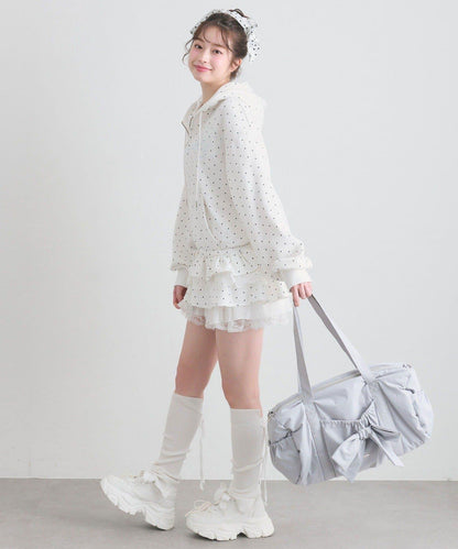 下襬荷葉邊 拉鍊設計 連帽外套